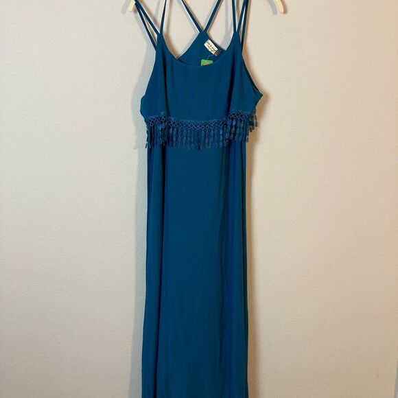 Jon & Anna NY Medium Tassel Fringe Criss-Cross Straps Maxi Formal Party Dress - Picture 2 of 10